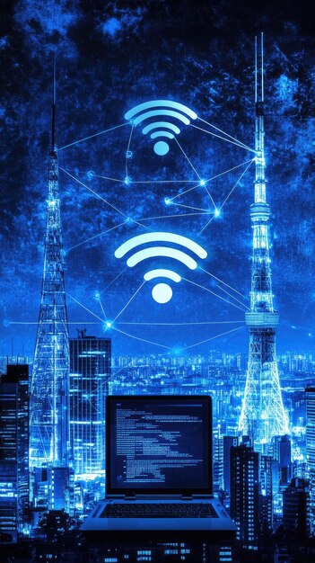 futuristic wireless connectivity smart city 94064 61912